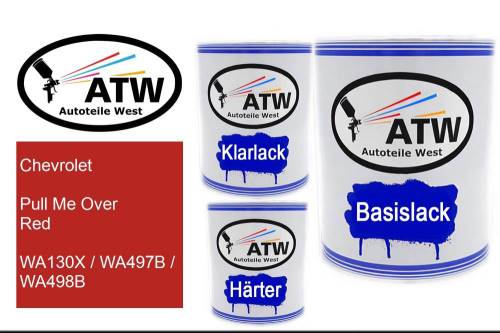Chevrolet, Pull Me Over Red, WA130X / WA497B / WA498B: 1L Lackdose + 1L Klarlack + 500ml Härter - Set, von ATW Autoteile West.